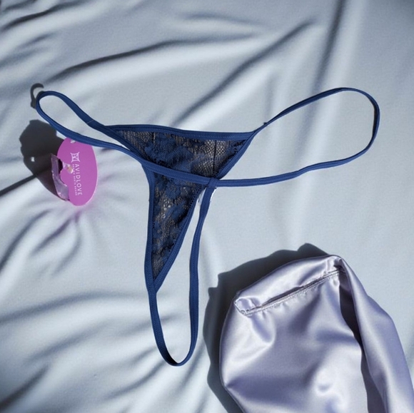 Avidlove Navy Blue Lace Thong Panty Size XL (New) - Picture 5 of 6